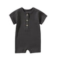 thumbnail image 1 of Faraee Newborn Baby Boy Girl One Piece Romper Infant Ribbed Short Sleeve Jumpsuit Half Button Spring Summer Onesies Outfits Dark Gray Size 12-18 Months, 1 of 3