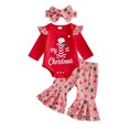 thumbnail image 1 of Faraee Newborn Baby Girl My 1st Christmas Outfit Ruffle Long Sleeve Romper Plaid Print Flare Pants Headband 3Pcs Xmas Clothes Set 0 3 6 9 12 18 Months,Red, 1 of 4