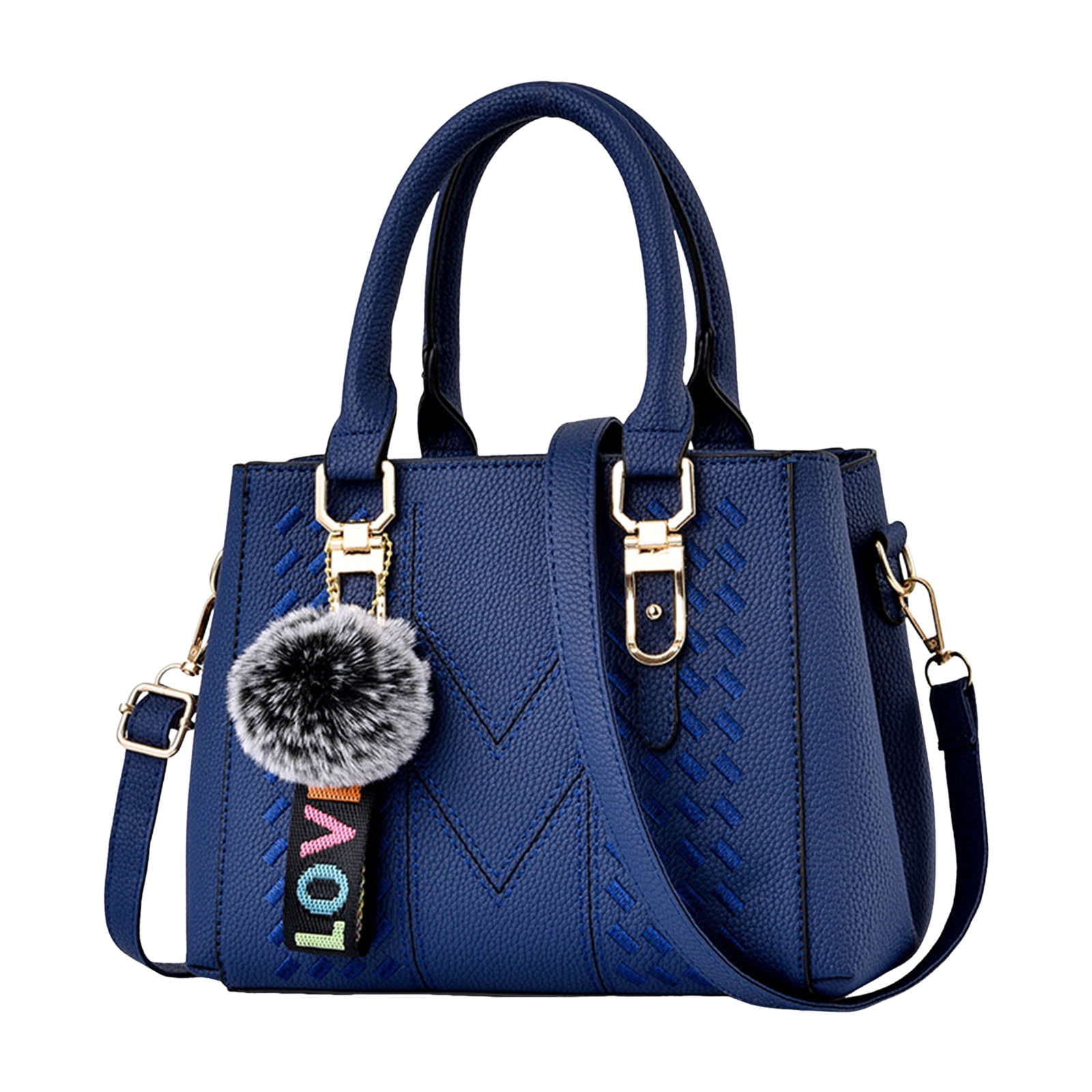 Faraee Purses and Handbags for Women Leather Shoulder Tote Bags Travel Work Top Handle Satchel Dark Blue