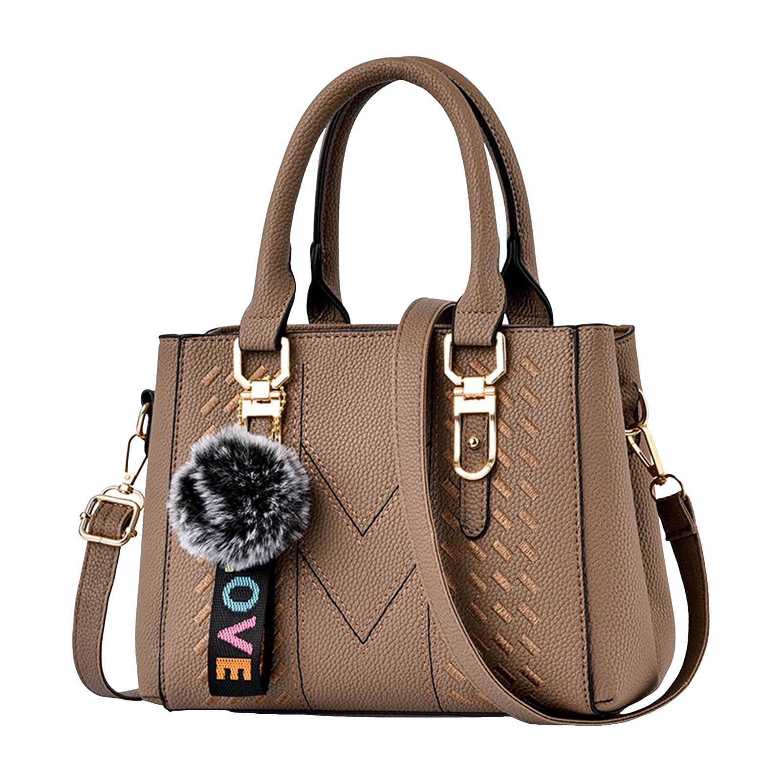 Faraee Purses and Handbags for Women Leather Shoulder Tote Bags Travel Work Top Handle Satchel Khaki