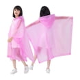 thumbnail image 1 of Faraee Raincoats for Kids Reusable Rain Ponchos with Hood and Sleeves Waterproof One Size Coats Jackets for Boys Girls (3-15T,Pink), 1 of 5