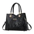 thumbnail image 1 of Faraee Sequin Purses and Handbags for Women Shiny Colorblock Crossbody Shoulder Bag Ladies Leather Medium Top Handle Satchel Black, 1 of 8