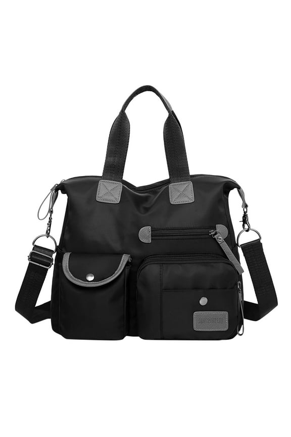 Shoulder Duffle Bags for Women Men Multi Pockets Tote Handbag Crossbody Top Handle Satchel Black