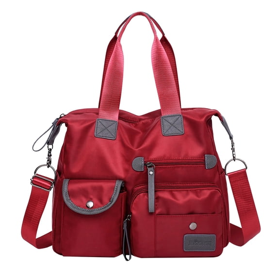 Faraee Shoulder Duffle Bags for Women Men Multi Pockets Tote Handbag Crossbody Top Handle Satchel Red