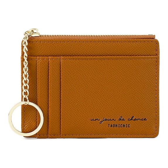 Faraee Slim Keychain Wallet Womens Leather Credit Card Holder Coin Change Purse Pouch with Zipper