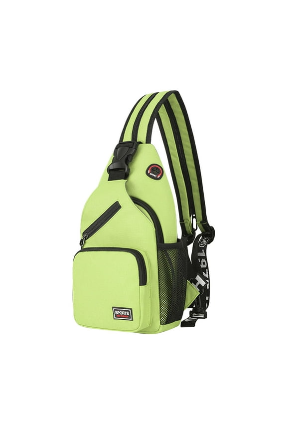 Sling Shoulder Bag for Women Men Adjustable Sport Backpack Running Hiking Chest Daypack Green