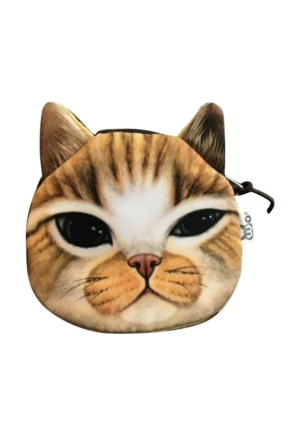 Small Change Purse for Coins Cat Pouch Holder with Zipper Money Organizers for Women Girls