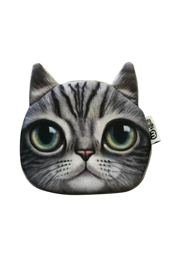 Small Change Purse for Coins Cat Pouch Holder with Zipper Money Organizers for Women Girls