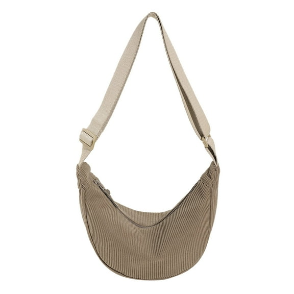 Faraee Small Crescent Crossbody Purses Bag for Women Men Trendy Travel Work Sling Tote Handbag Khaki