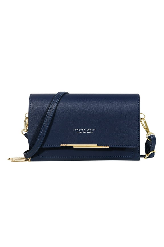 Small Crossbody Bag for Women Leather Trendy Evening Tote Handbag Flap Shoulder Purse Dark Blue