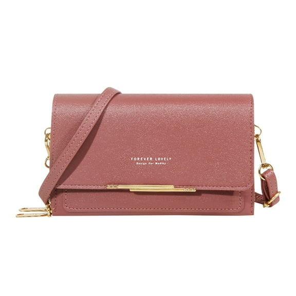 Faraee Small Crossbody Bag for Women Leather Trendy Evening Tote Handbag Flap Shoulder Purse Pink