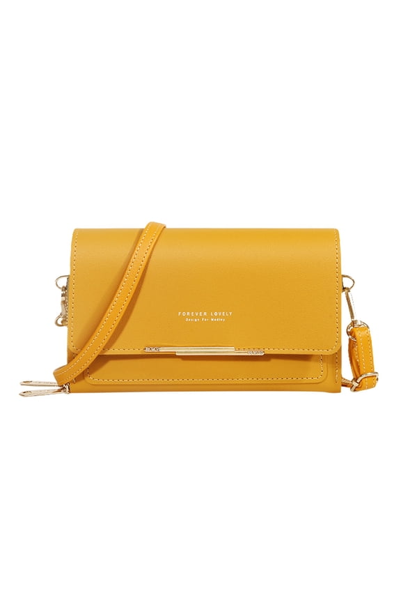 Small Crossbody Bag for Women Leather Trendy Evening Tote Handbag Flap Shoulder Purse Yellow