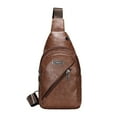 thumbnail image 1 of Faraee Small Sling Bag for Women Vegan Leather Fanny Pack Crossbody Chest Purse with Wide Strap Brown, 1 of 6