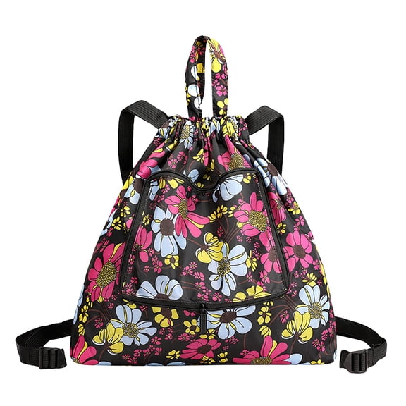 Faraee Sports Drawstring Backpack for Women Men String Swim Gym Bag Pouch with Wet Proof Pocket
