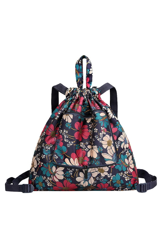 Sports Drawstring Backpack for Women Men String Swim Gym Bag Pouch with Wet Proof Pocket