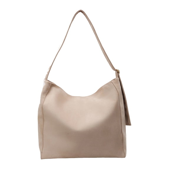 Faraee Suede Shoulder Bag for Women Slouchy Tote Bags Purse Trendy Crescent Crossbody Handbag Top Handle Satchels Khaki