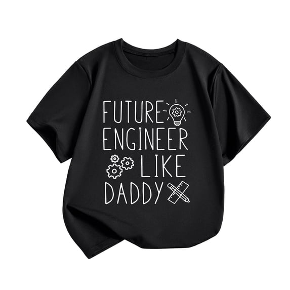 Faraee Toddler Baby Boys Girls Father's Day T-Shirt Kids Short Sleeve Funny Letters Graphic Tee Summer Casual Cotton Basic Tops Dark Gray 9-10 Years