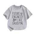 thumbnail image 1 of Faraee Toddler Baby Boys Girls Father's Day T-Shirt Kids Short Sleeve Funny Letters Graphic Tee Summer Casual Cotton Basic Tops Light Gray 4-5 Years, 1 of 3