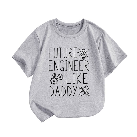 Faraee Toddler Baby Boys Girls Father's Day T-Shirt Kids Short Sleeve Funny Letters Graphic Tee Summer Casual Cotton Basic Tops Light Gray 4-5 Years