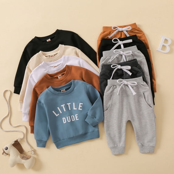 Faraee Toddler Baby Girl Clothes 3 6 9 12 18 24 Months Fall Winter Outfits Solid Long Sleeve Sweatshirt Tops and Pants Set 18-24 Months Beige