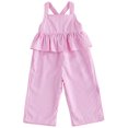 thumbnail image 1 of Faraee Toddler Baby Girl Clothes Ruffles Striped Romper Jumpsuit Suspender Pants Bib Overalls Spring Summer Outfits Pink 18-24 Months, 1 of 5