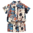 thumbnail image 1 of Faraee Toddler Boy Clothes 2Pcs Summer Beach Outfits Short Sleeve Button Down Shirt Shorts Baby Boys Casual Clothing Set 1-14 Years Khaki, 1 of 6