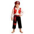 thumbnail image 1 of Faraee Toddler Boy Pirate Costume 3 Piece Outfit Red Sleeveless Vest White Shirt Jagged Hem Black Pants with Headscarf for Boys Girls 3-8 Years, 1 of 5
