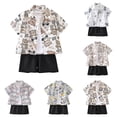 thumbnail image 1 of Faraee Toddler Boy Short Set 2 Piece Short Sleeve Button Down Shirt and Matching Casual Shorts Summer Beach Clothes Outfit Black 18-24 Months, 1 of 4