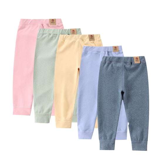 Faraee Toddler Boys Girls Cotton Pants Lightweight Fleece Lined Casual Trousers Kids Fall Winter Pajamas Bottoms with Elastic Waist Size 1-8 Years
