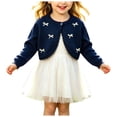 thumbnail image 1 of Faraee Toddler Girl Sweater Cardigan Kids Long Sleeve Bowknot Cute Crop Sweaters Ruffle Trim Hem School Uniforms Dress up Jacket 1-14 Years Blue, 1 of 5