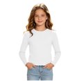 thumbnail image 1 of Faraee Toddler Girls Ribbed Long Sleeve Shirts 5t 6t 7t Stretchy Crew Neck Basic Tee Tops Kids Solid Color Soft Slim Fit Casual Blouse, 1 of 5