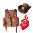 thumbnail image 1 of Faraee Toddler Western Cowboy Outfit Fringe Embroidered Vest Cowgirl Hat Bandana Costume for Girls Halloween RolePlay Themed Party 2t 3t 4t 5t 6t 0-15 Years, 1 of 5