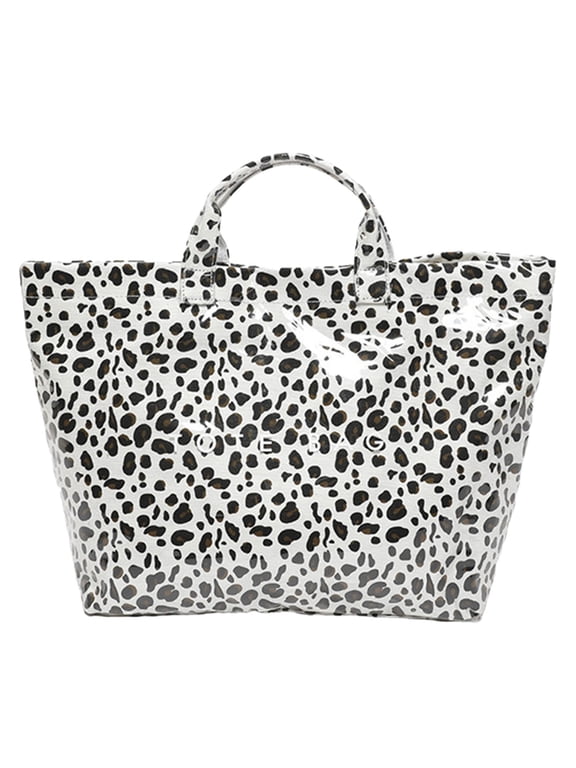Tote Bag for Women Leopard Cheetah Print Clutch Handbag Waterproof Carry on Bags Purse White