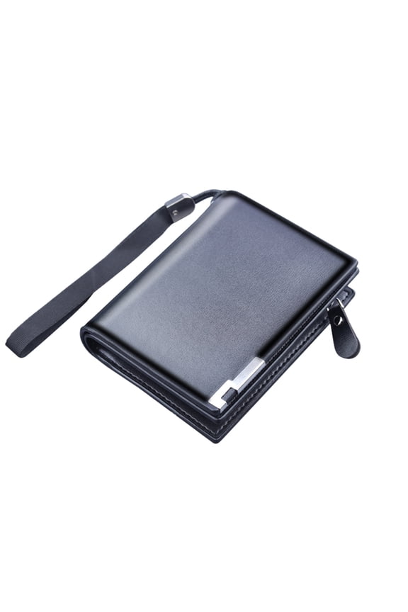 Wallets for Men Leather RFID Blocking Short Credit Card Holder Zip Pocket Purse with Wristlet Black