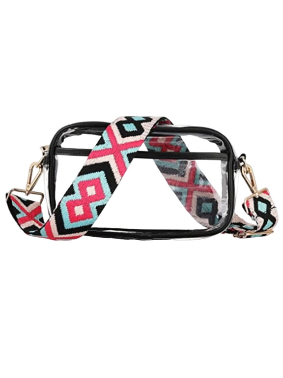 Women Clear Bag Stadium Approved Leather Crossbody Purse for Concerts Sports Events Festivals