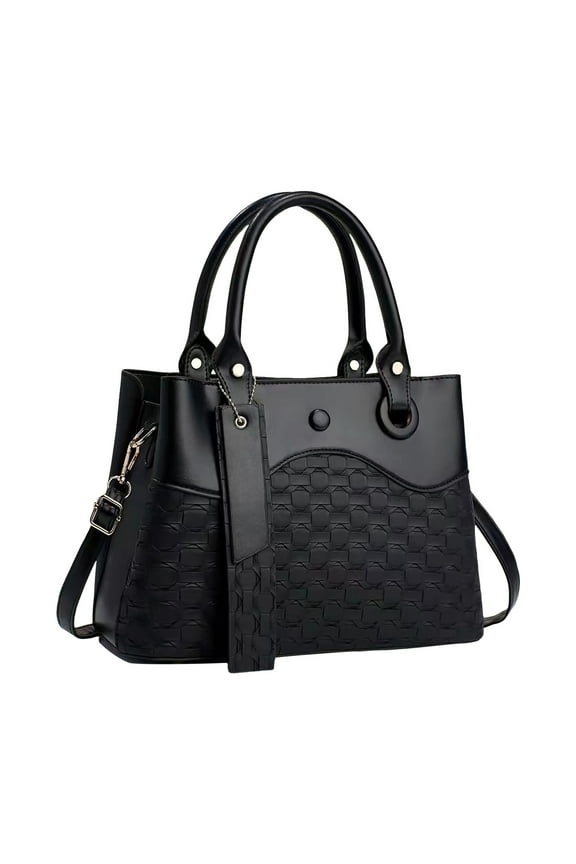 Women Handbag and Purse Leather Top Handle Satchel Shoulder Tote Bag for Travel Work Black