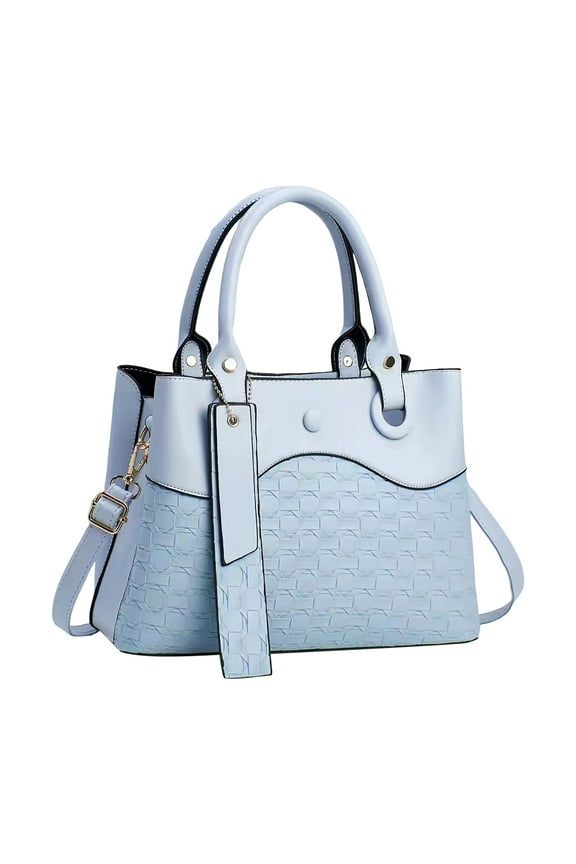 Women Handbag and Purse Leather Top Handle Satchel Shoulder Tote Bag for Travel Work Blue