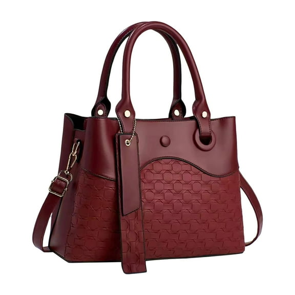 Faraee Women Handbag and Purse Leather Top Handle Satchel Shoulder Tote Bag for Travel Work Red