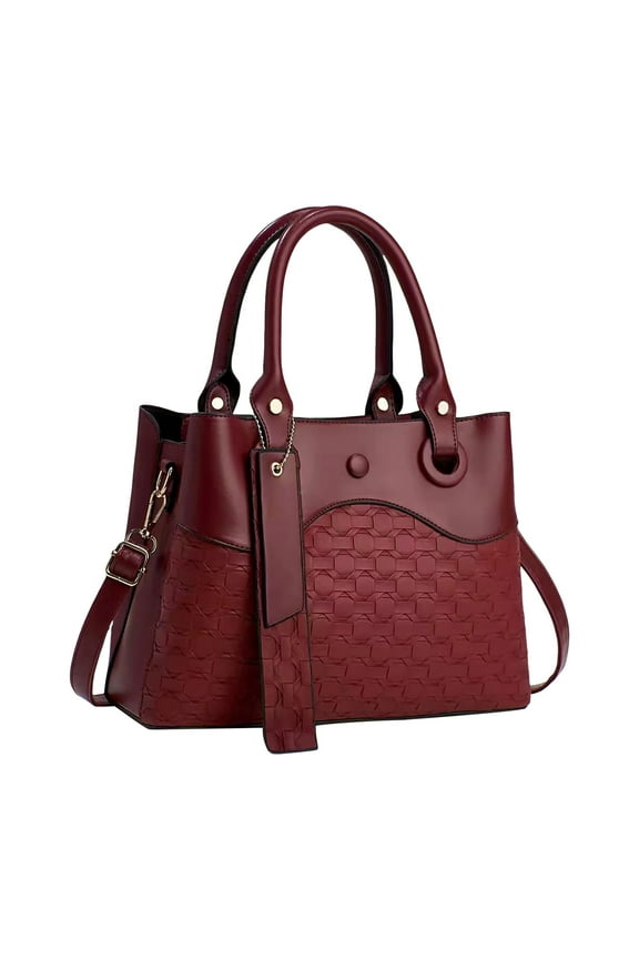 Women Handbag and Purse Leather Top Handle Satchel Shoulder Tote Bag for Travel Work Red