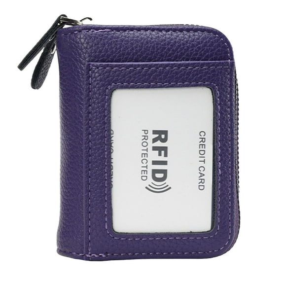 Faraee Women Zipper Wallet RFID Blocking Coin Pouches Credit Card Holder Fashion Short Purses Purple