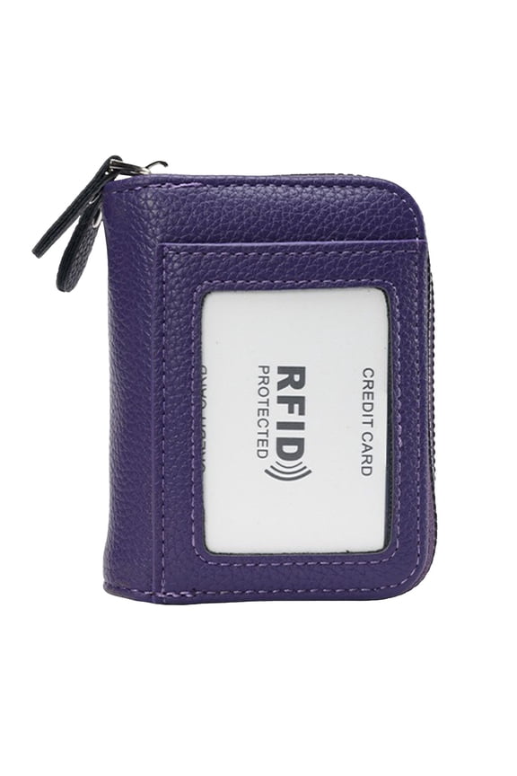 Women Zipper Wallet RFID Blocking Coin Pouches Credit Card Holder Fashion Short Purses Purple