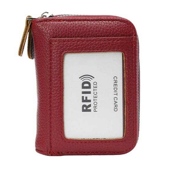 Faraee Women Zipper Wallet RFID Blocking Coin Pouches Credit Card Holder Fashion Short Purses Red