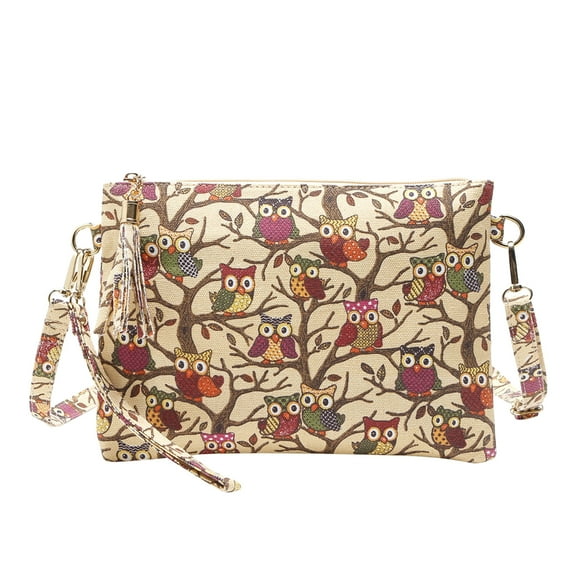 Faraee Womens Cute Purse Owl Cell Phone Coin Wallet Lightweight Slim Casual Pouch Crossbody Bag Yellow