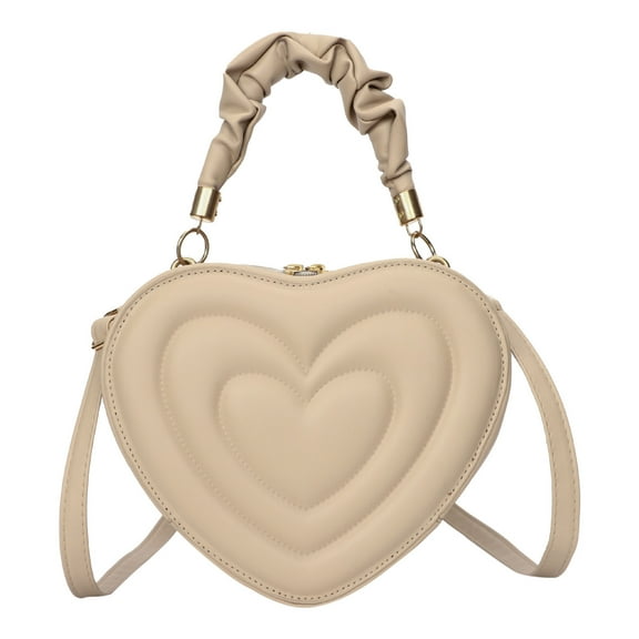 Faraee Womens Heart Shape Crossbody Bag Zip Around Shoulder Purse Top Handle Satchel Tote Handbag Khaki