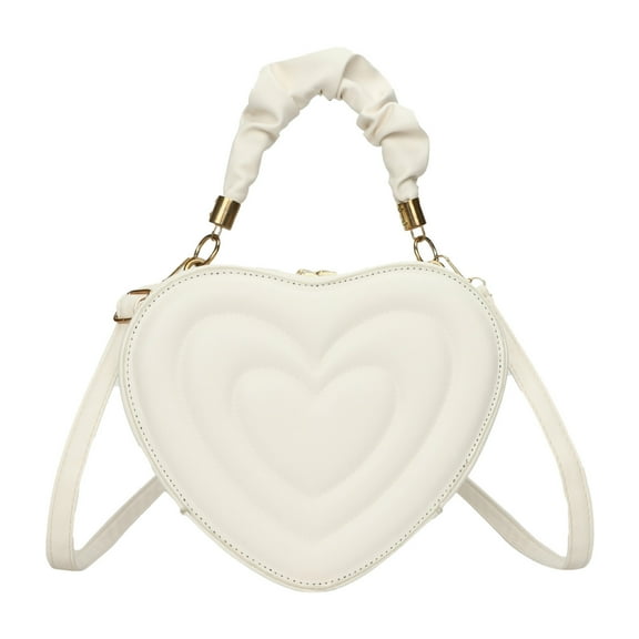 Faraee Womens Heart Shape Crossbody Bag Zip Around Shoulder Purse Top Handle Satchel Tote Handbag White