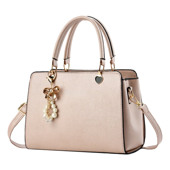 Faraee Womens Satchel Bags Top Handle Shoulder Handbags and Purses Ladies Designer Leather Crossbody Work Tote Bag with Chic Pendant Pink