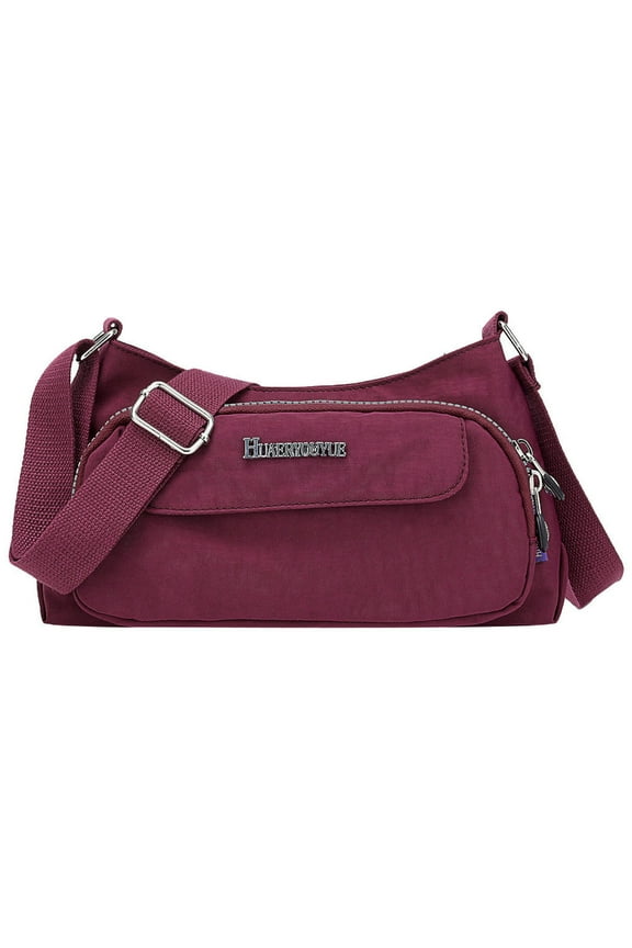 Womens Shoulder Bag Nylon Waterproof Duffle Daypack Crossbody Travel Casual Tote Handbag Red