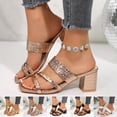 thumbnail image 1 of Dakaela Womens Slide Heeled Sandals 2026 Fashion Square Open Toe Glitter Slip on Slides Dressy Bride Wedding Backless Pumps Size 6,Black, 1 of 8