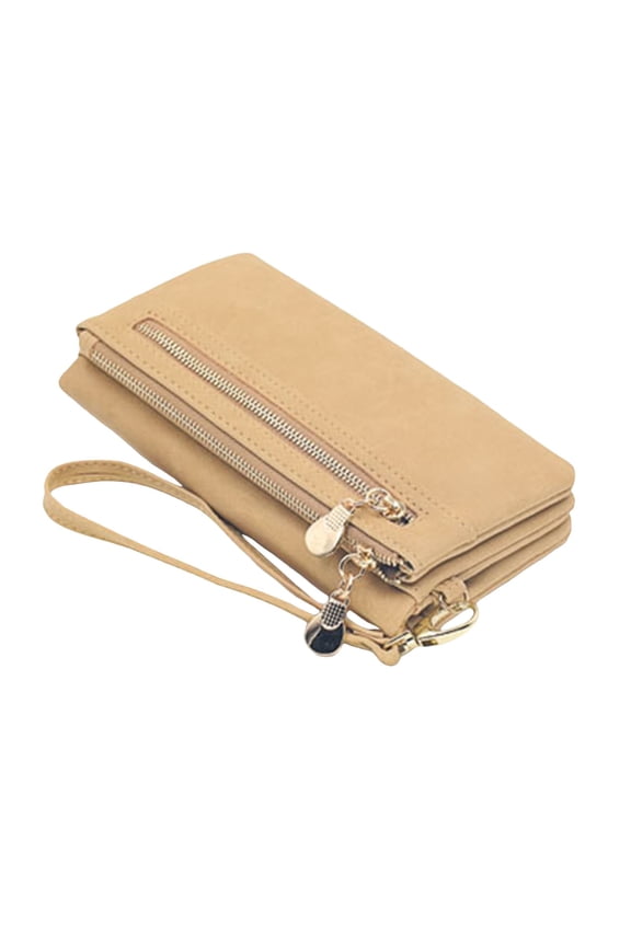 Womens Wallet Cute Elegant Long Slim Card Holder Case Minimalist Clutch Coin Purse Beige