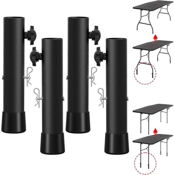  Farafox Adjustable Table Risers, 4 Pack Leg Extenders for Straight/Bent Legs, 2 Adjustable Levels Furniture Leg Lifts for Dining, Desk, Bar Stool